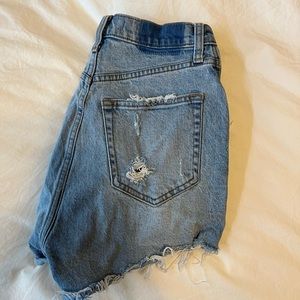 High waisted ripped jean shorts